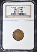 1909-S LINCOLN CENT  NGC MS-63 BN