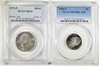 LOT OF 2 PCGS GRADED COINS: