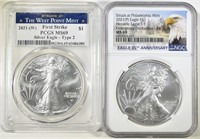 LOT OF (2) 2021 AMERICAN SILVER EAGLES: