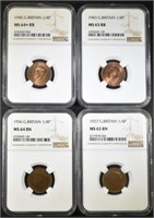 LOT OF 4 NGC GRADED GREAT BRITAIN FARTHINGS