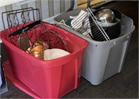 2 TOTES OF ASSORTED KITCHEN ITEMS