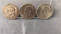 3 Eisenhower Dollars Coins