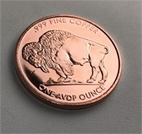 1oz Fine Copper .999 Buffalo Coin