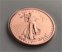 1oz  Fine Copper .999 Coin St Gaudens