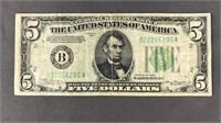 1934 $5 Bill Green Seal