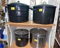 3 ENAMEL COOKERS AND 1 STAINLESS
