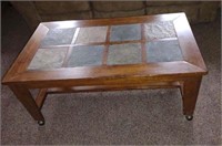 Slate and Maple Coffee Table/19.5”H,48”W,28”D