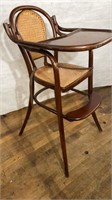 Vintage high chair with Cane Woven Seat & Back,