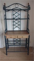 Heavy Metal and Faux Wood Baker’s Rack w/