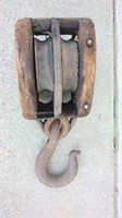Antique Double Wooden Pulley