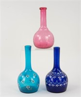 Three Art Glass Barber Bottles