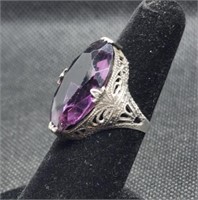 Beautiful Amethyst Sterling Silver Ring. Size 6