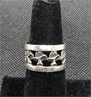 Tested Sterling Silver Mushroom Ring. Size 7.