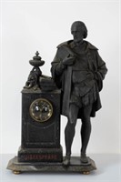 19th C. Figural Shakespeare Metal Shelf Clock