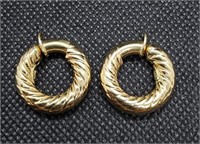14K Gold Clip Hoop Earrings. Marked 585 O.I Italy