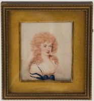 19th C. Miniature Watercolor Portrait