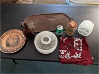 Copper Plate, Cast Tray, Globes, Corks, Bandana
