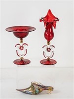 Venetian Ruby Glass, Murano Campanella Slipper