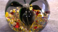 Large Vintage Blown Glass Floral Paperweight