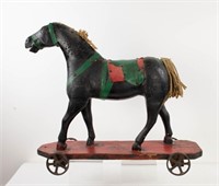 Painted & Carved Wood Horse Pull Toy
