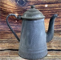 9" vintage graniteware enameled porc. coffee pot