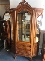 Large Cherry Curio Cabinet with Glass Shelves, Can