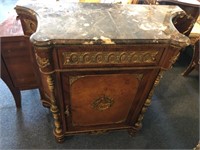 Marble Top Console with Custom Curved Shape, Bronz