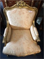 Upholstered Italian Style Chair with Gold Finish a