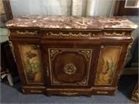 Incredible Mahagony Marble Top Console with Interi