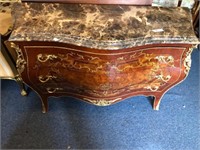 Gorgeous Marble Top Mahagony Bombay Chest with Gol