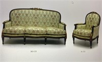 Sofa and Chair Set; Bronze Trim