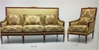 Tapestry Seated Cushioned Sofa and Chair with Velv