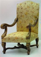 Grand Oversized Accent Arm Chair with Gold Finishi