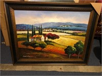 Original Framed Oil on Canvas Painting; Farm/Lakeh