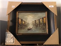 Original Framed Oil on Canvas Painting;  Venice Su