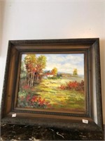 Original Framed Oil on Canvas Painting; Farmhouse