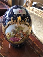 Ornate Victorian Egg with Hand Painted Aristocrat