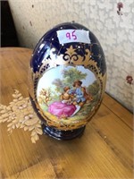 Ornate Victorian Egg with Hand Painted Aristocrat