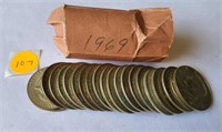 1969 Kennedy Half Dollar Roll