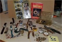 Watches-for parts, pieces or repair & 2 Books