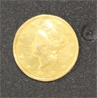US Coins 1849 Gold Dollar Ex-Jewelry, hole filled,