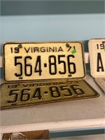 Pair of 1971 VA License Plates