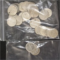 US Coins 32 Silver dimes, 28 Roosevelt and 4 Mercu