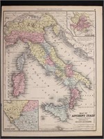 RARE 1844 Map of  Ancient Italy (circa 500 BC- 218