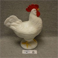 Westmoreland Milk Glass Covered Rooster