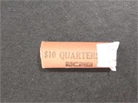 US Coins, 40 Silver Quarters, circulated, in roll
