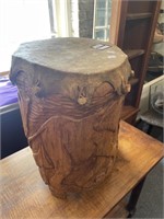 Carved wood drum from Zimbabwe