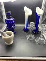 Vases, candle holders, mortar