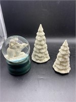 Snow globe, Christmas trees, winter candle holder