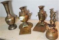 Antique Brass Coffee Urns, Tea Pot, Vase & more